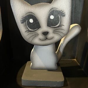 Cute Gray Cat Figurine Decorative Pet Accent